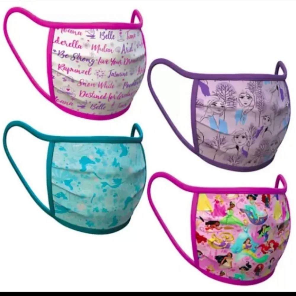 Disney Princess 4 Piece Cloth Face Masks New - Small